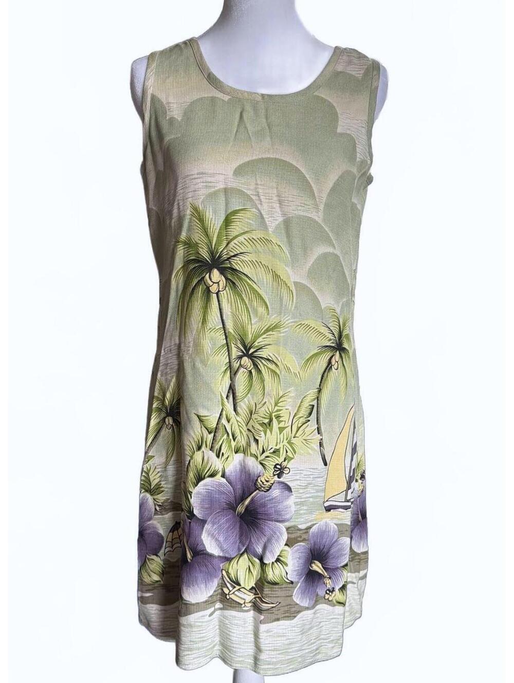 Tommy Bahama Sleeveless Tropical Print Silk Shift Dress - Size Small Vintage